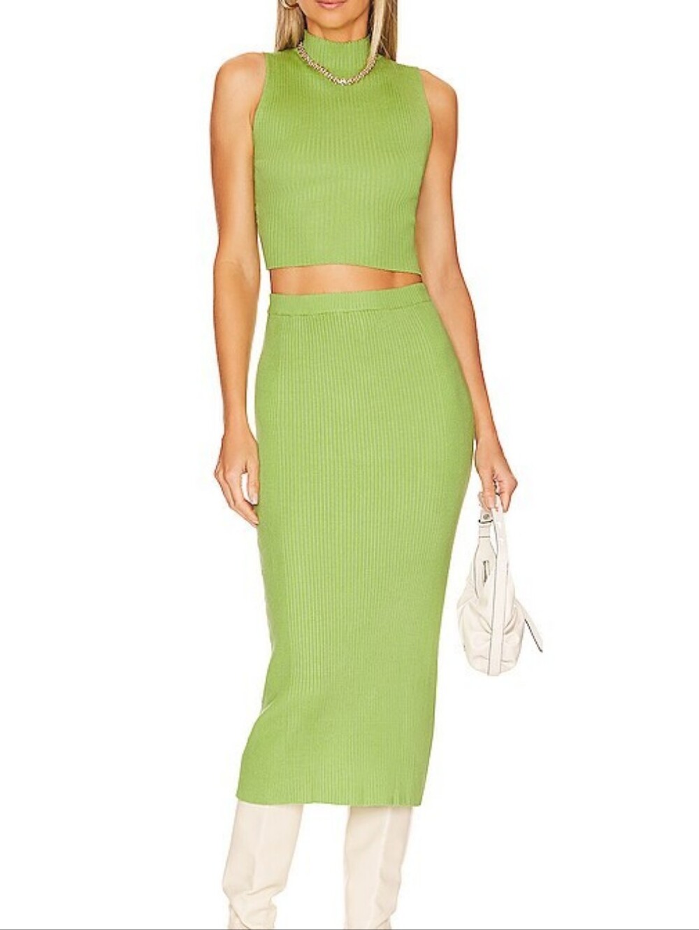 More to Come Green Ribbed Knit Set